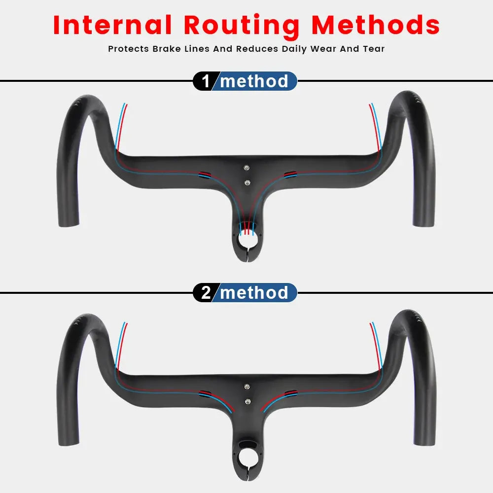 Bicycle Speed Integrated Handlebar,AERONOVA,28.6mm,Full Inner Routing,Flat Design,400/420/440mm,Carbon Drop Handle Bar - Cheap Carbon Parts