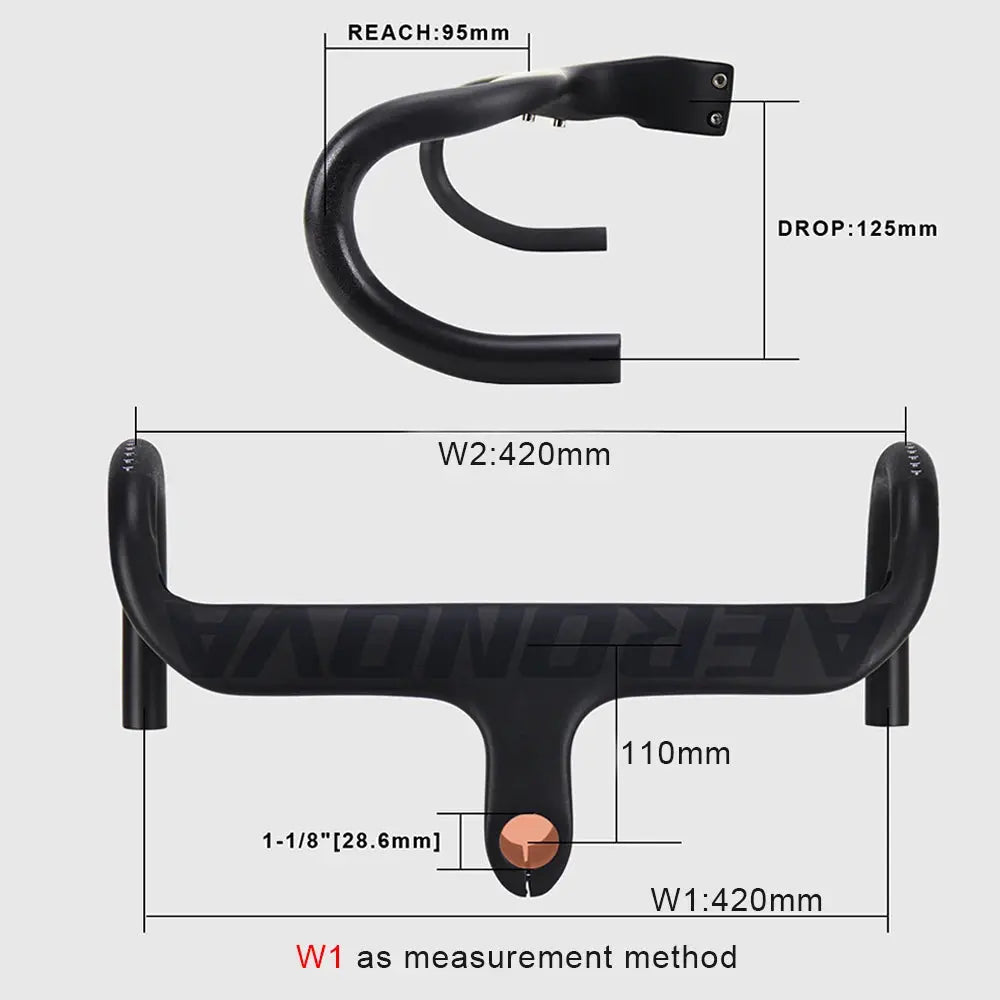 Bicycle Speed Integrated Handlebar,AERONOVA,28.6mm,Full Inner Routing,Flat Design,400/420/440mm,Carbon Drop Handle Bar - Cheap Carbon Parts