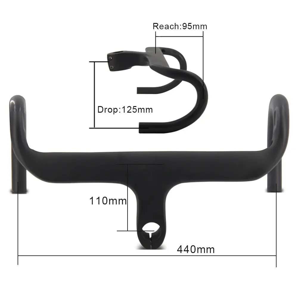 Bicycle Speed Integrated Handlebar,AERONOVA,28.6mm,Full Inner Routing,Flat Design,400/420/440mm,Carbon Drop Handle Bar - Cheap Carbon Parts