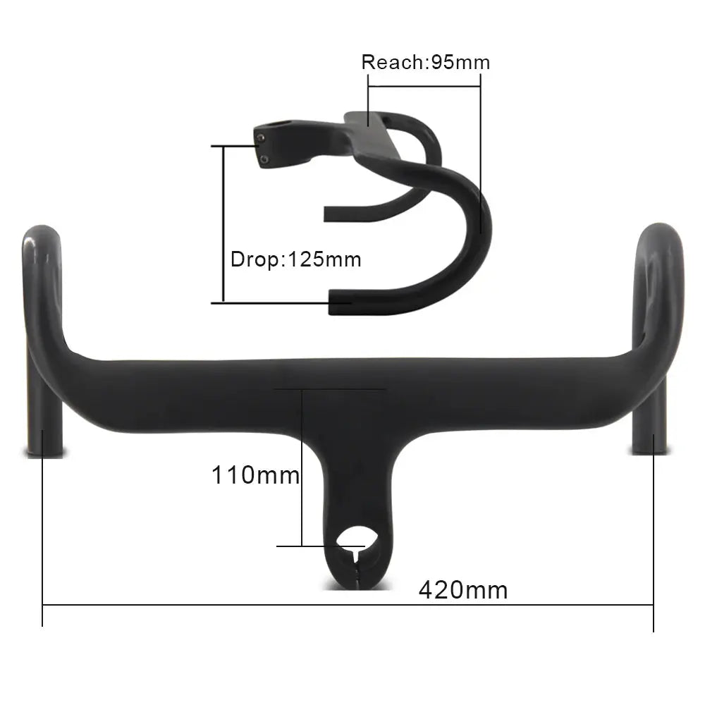 Bicycle Speed Integrated Handlebar,AERONOVA,28.6mm,Full Inner Routing,Flat Design,400/420/440mm,Carbon Drop Handle Bar - Cheap Carbon Parts