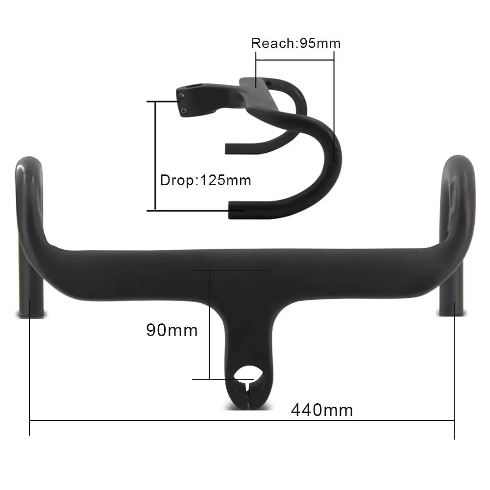 Bicycle Speed Integrated Handlebar,AERONOVA,28.6mm,Full Inner Routing,Flat Design,400/420/440mm,Carbon Drop Handle Bar - Cheap Carbon Parts