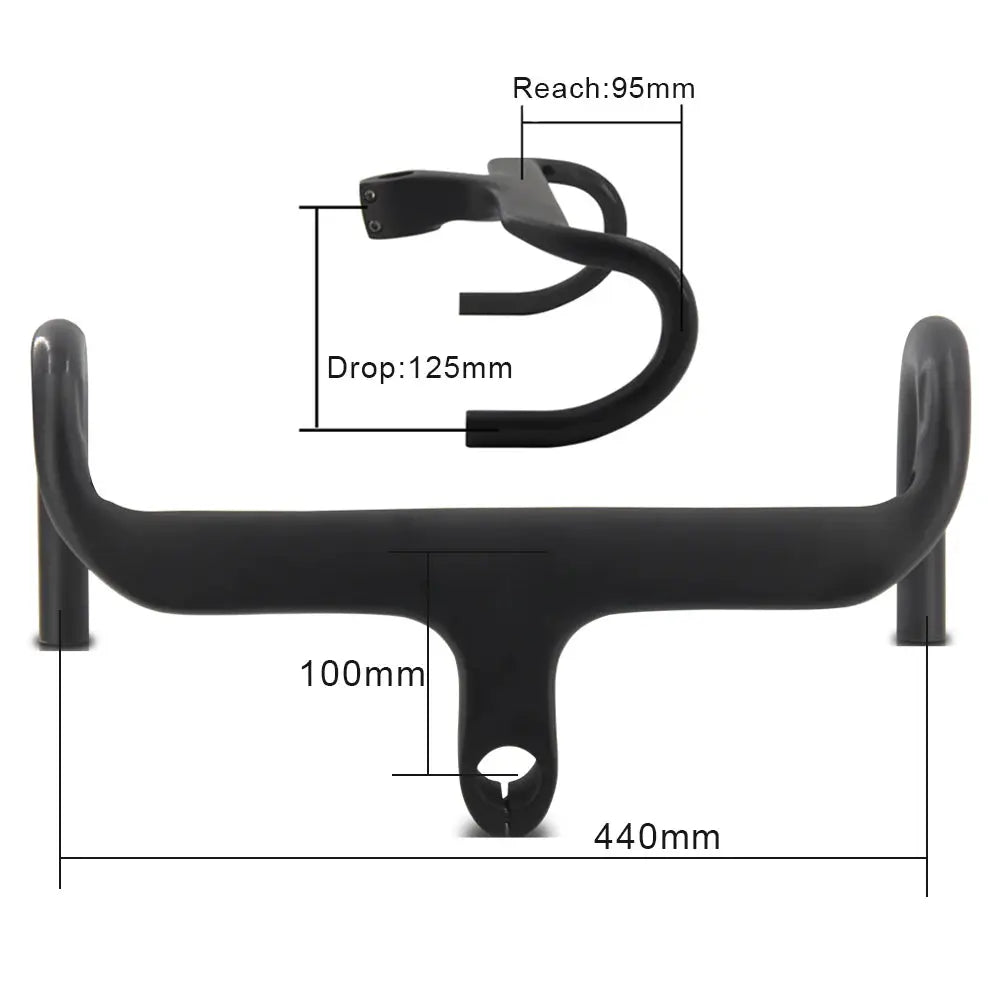 Bicycle Speed Integrated Handlebar,AERONOVA,28.6mm,Full Inner Routing,Flat Design,400/420/440mm,Carbon Drop Handle Bar - Cheap Carbon Parts