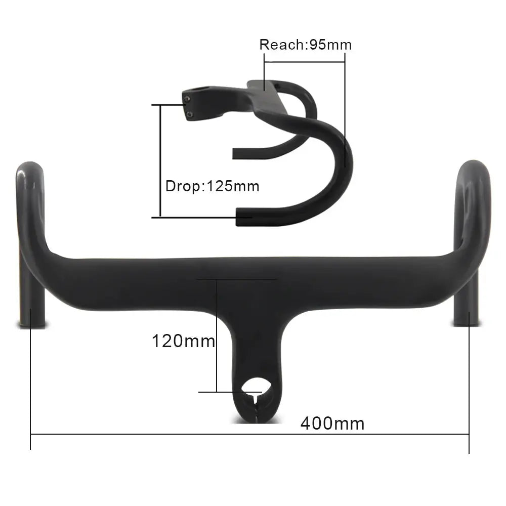 Bicycle Speed Integrated Handlebar,AERONOVA,28.6mm,Full Inner Routing,Flat Design,400/420/440mm,Carbon Drop Handle Bar - Cheap Carbon Parts