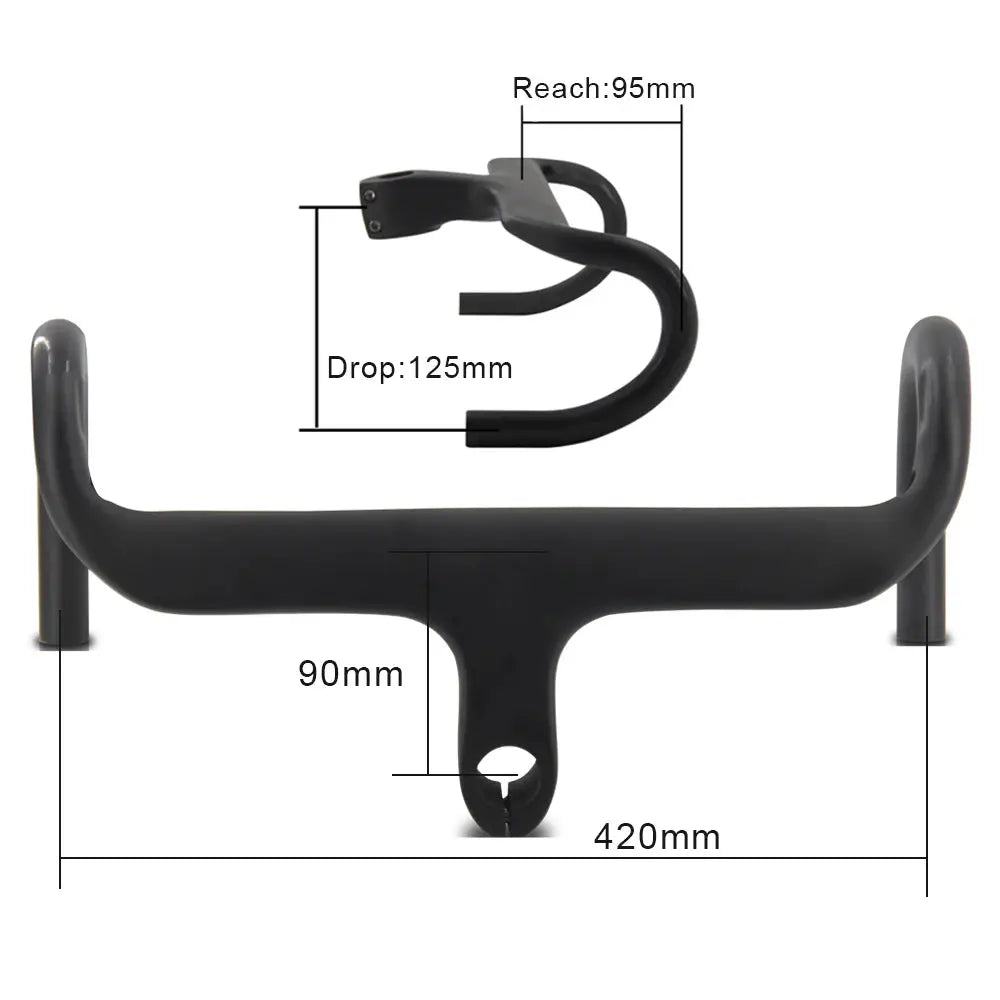 Bicycle Speed Integrated Handlebar,AERONOVA,28.6mm,Full Inner Routing,Flat Design,400/420/440mm,Carbon Drop Handle Bar - Cheap Carbon Parts