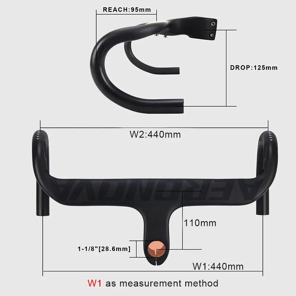 Bicycle Speed Integrated Handlebar,AERONOVA,28.6mm,Full Inner Routing,Flat Design,400/420/440mm,Carbon Drop Handle Bar - Cheap Carbon Parts