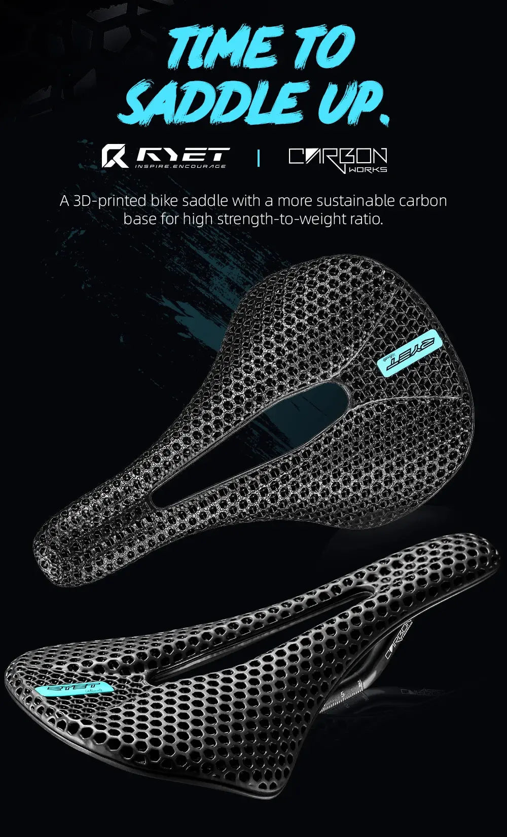 RYET 3D Printed Bike Carbon Saddle 140mm 143mm Super Light Road MTB Racing 3D/EVA Saddles Bicycle Cushion Cycling Seating Part - Cheap Carbon Parts
