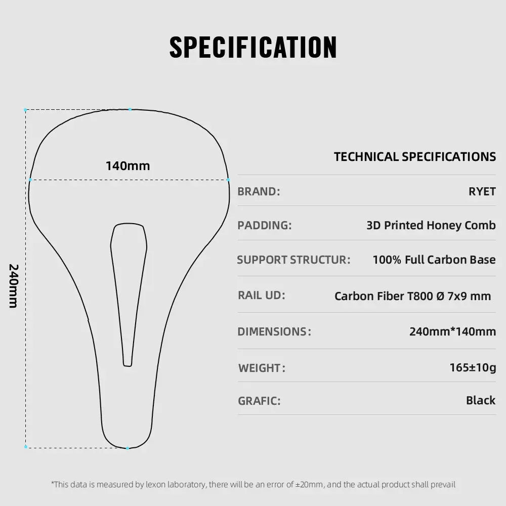 RYET 3D Printed Bike Carbon Saddle 140mm 143mm Super Light Road MTB Racing 3D/EVA Saddles Bicycle Cushion Cycling Seating Part - Cheap Carbon Parts