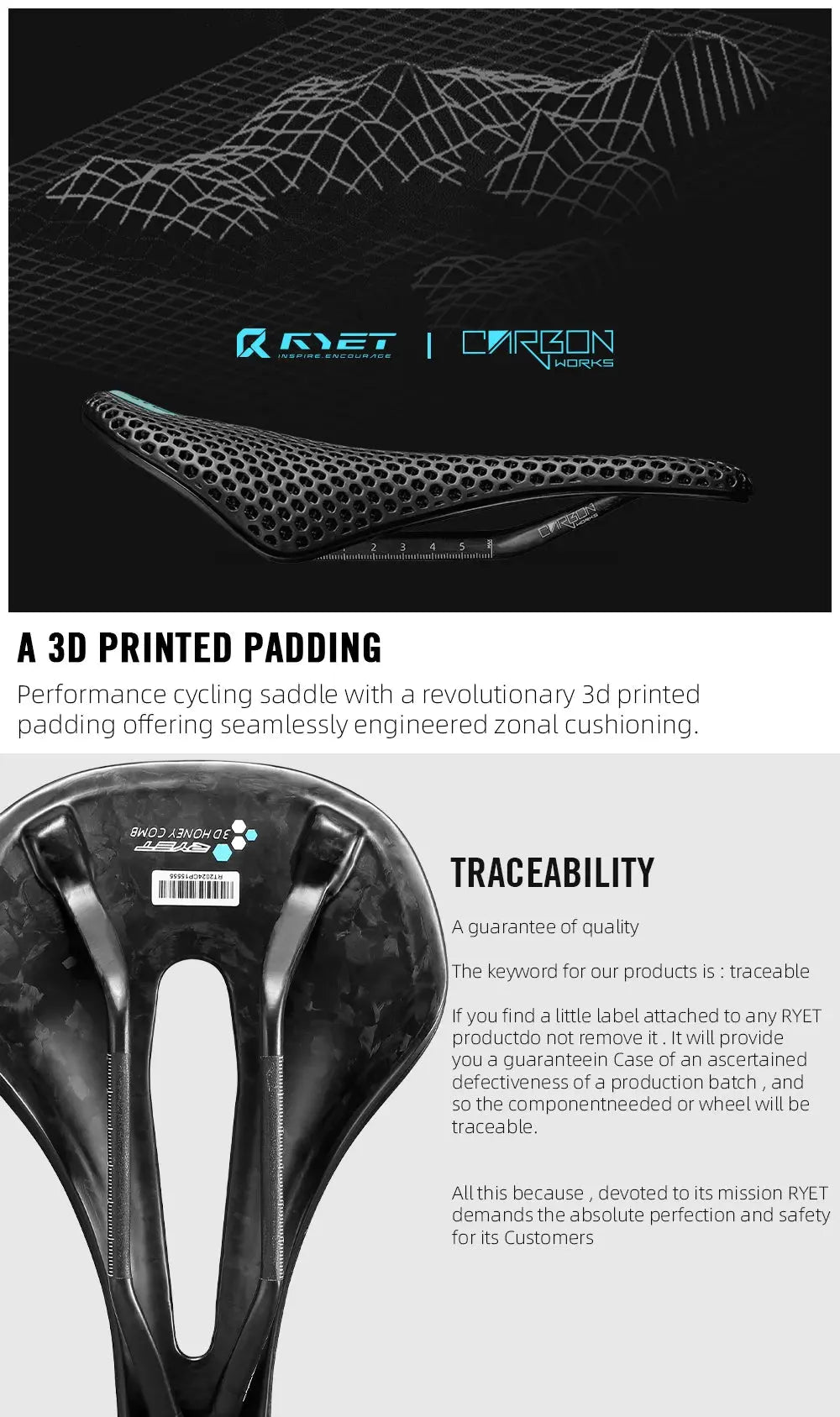 RYET 3D Printed Bike Carbon Saddle 140mm 143mm Super Light Road MTB Racing 3D/EVA Saddles Bicycle Cushion Cycling Seating Part - Cheap Carbon Parts