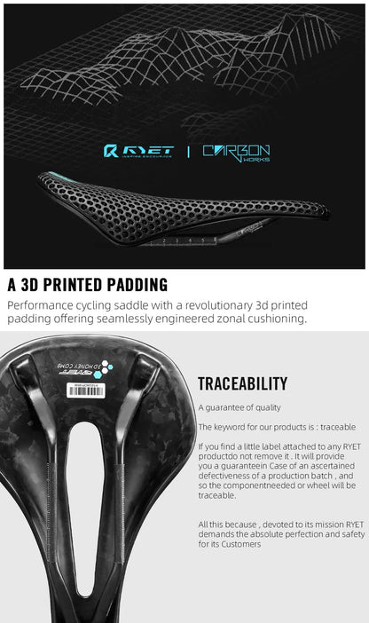 RYET 3D Printed Bike Carbon Saddle 140mm 143mm Super Light Road MTB Racing 3D/EVA  Saddles Bicycle Cushion Cycling Seating Part - Cheap Carbon Parts