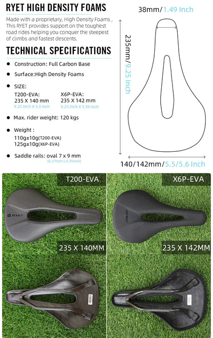 RYET 3D Printed Bike Carbon Saddle 140mm 143mm Super Light Road MTB Racing 3D/EVA  Saddles Bicycle Cushion Cycling Seating Part - Cheap Carbon Parts